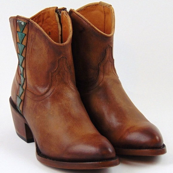 Lucchese Brown and turquoise Ankle Boots - Picture 1 of 8